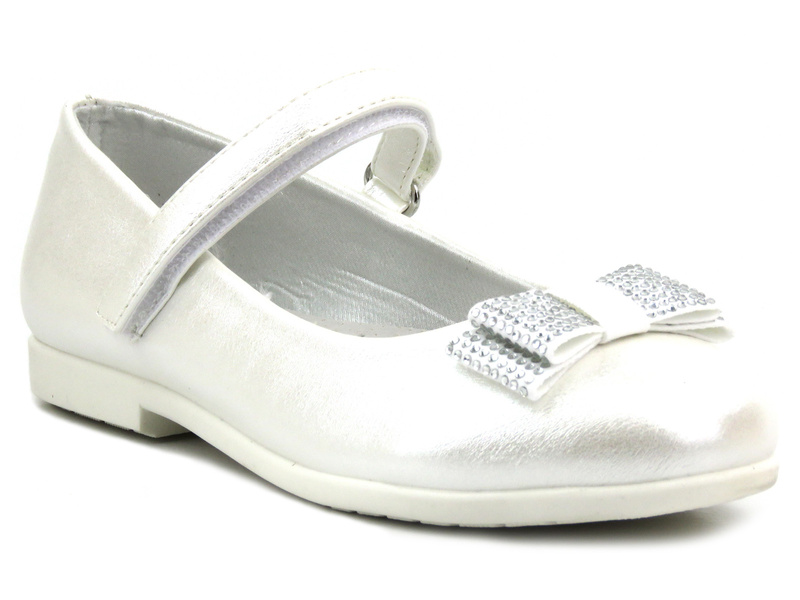 Eleganckie buty, czółenka komunijne na obcasie - Wojtyłko 22018, białe 