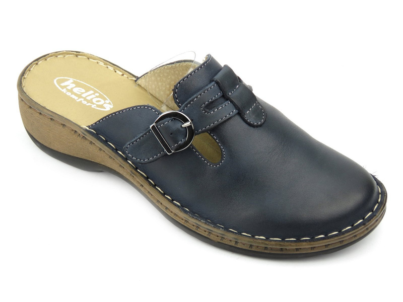 Klapki damskie a la chodaki - HELIOS KOMFORT 242, granatowe