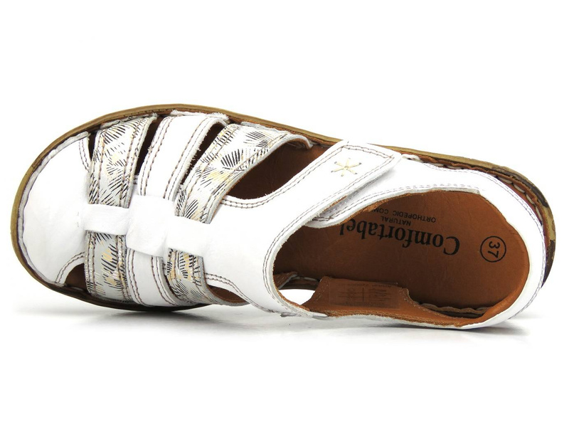 Wygodne sandały damskie z zakrytymi palcami - COMFORTABEL 720009-03, białe