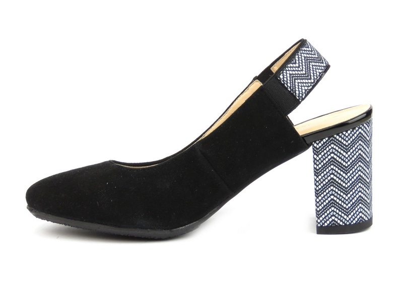 Eleganckie sandały damskie na wzorzystym słupku - Lizard 04352, czarne