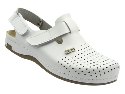 Klapki Męskie Leon 701M, białe skóra