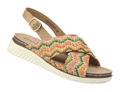 Wygodne sandały damskie Potocki 26-90374, multicolor – lekkie i stylowe na lato