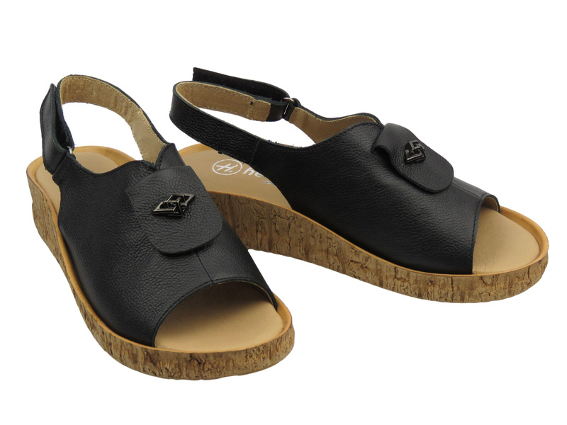 Sandały damskie skórzane czarne Helios Komfort 140