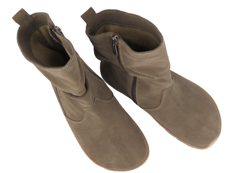 Barefoot botki damskie ze skóry welurowej Nika 1465, czekoladowe