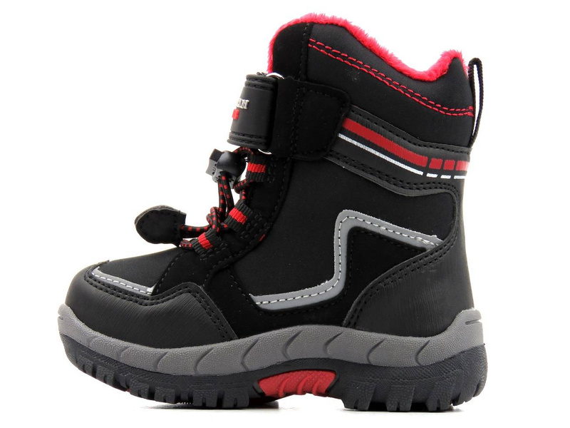 Ciepłe śniegowce dziecięce AMERICAN CLUB Soft Shell HL 31/21(22), czarne z czerwienią