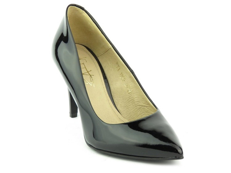 Eleganckie szpilki z noskiem w szpic - Kati 1259, czarne - lakierowane