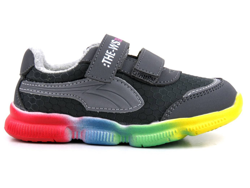 Sneakersy dziecięce z kolorową podeszwą - WEESTEP R366153031, ciemnoszare
