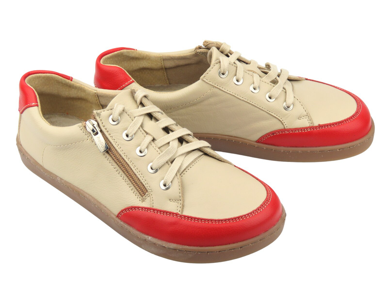 Barefoot skórzane minimalistyczne półbuty damskie Helios Komfort 470, czerwone