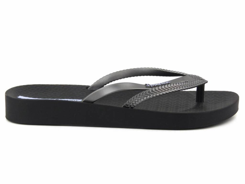 Sportowe japonki, klapki damskie IPANEMA 82840, czarno-srebrne