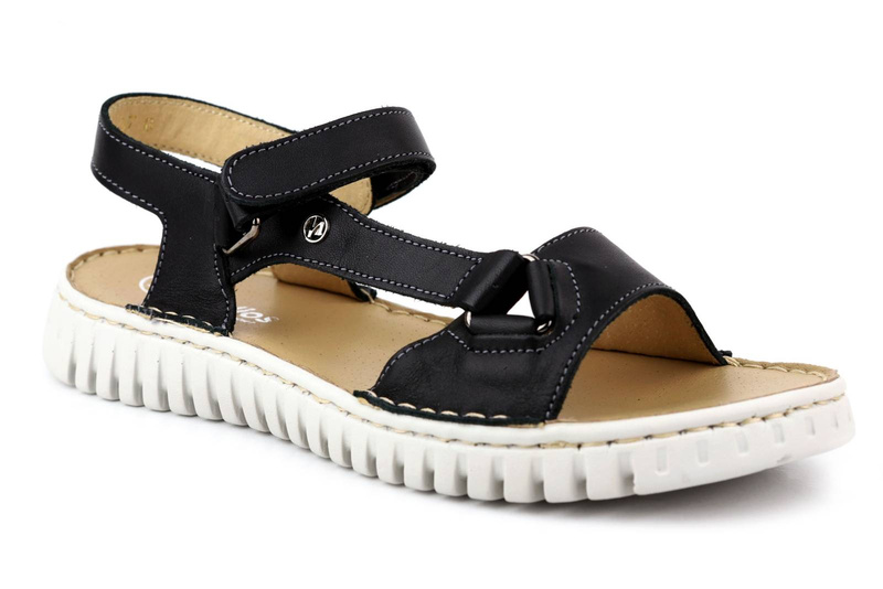 Skórzane sandały damskie polskiej marki HELIOS Komfort 249S, czarne