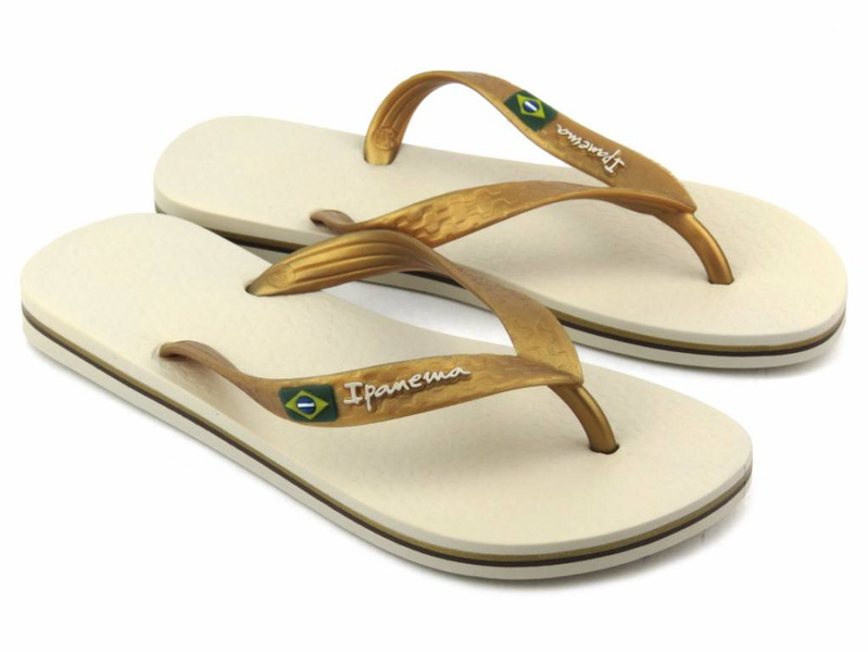 Gumowe japonki damskie IPANEMA 80408, beżowo-złote