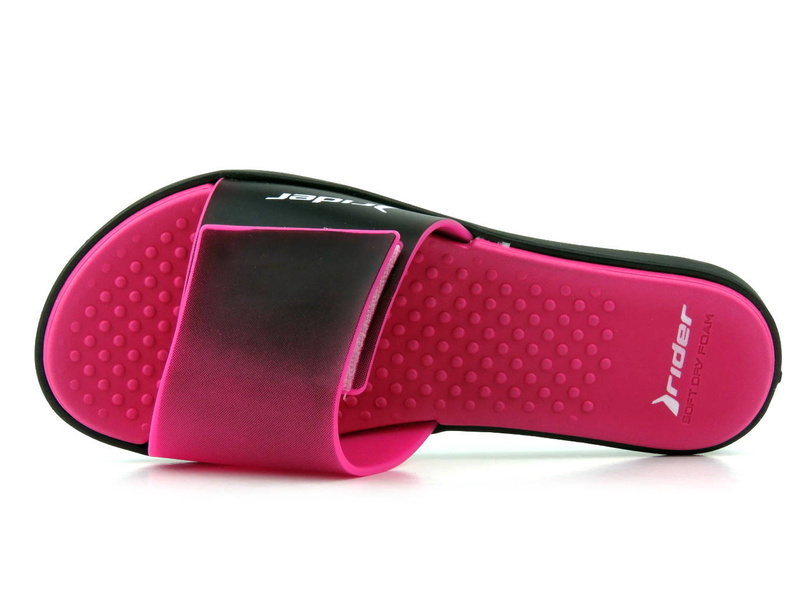 Sportowe klapki damskie z regulacją szerokości - RIDER 83170, czarno-różowe