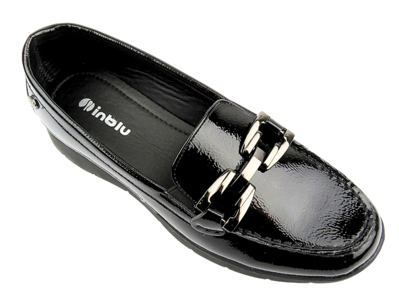 Półbuty Mokasyny Damskie - Inblu IC-21 Czarne - Wsuwane