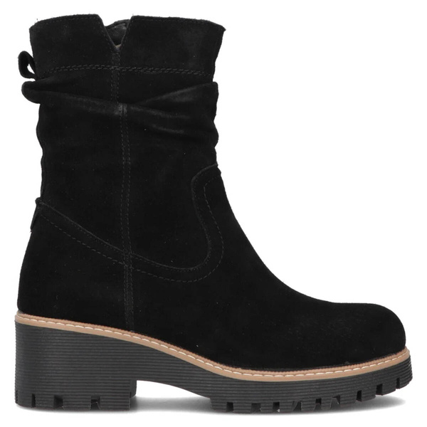 Skórzane botki damskie zamszowe - Filippo DBT6402/24, czarne