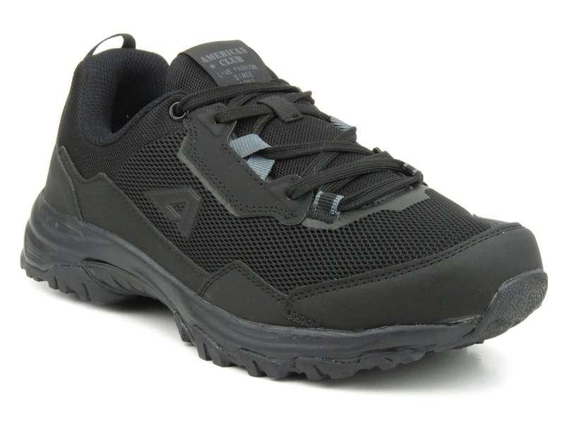 Klasyczne sneakersy męskie - AMERICAN CLUB WT138/23, czarne