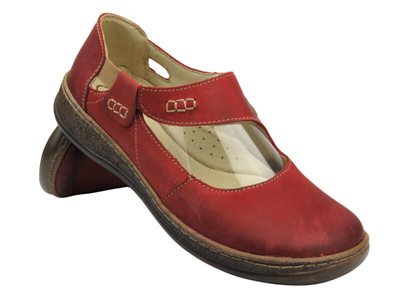 Wygodne półbuty damskie z miękką wkładką - Helios Komfort 655, bordo