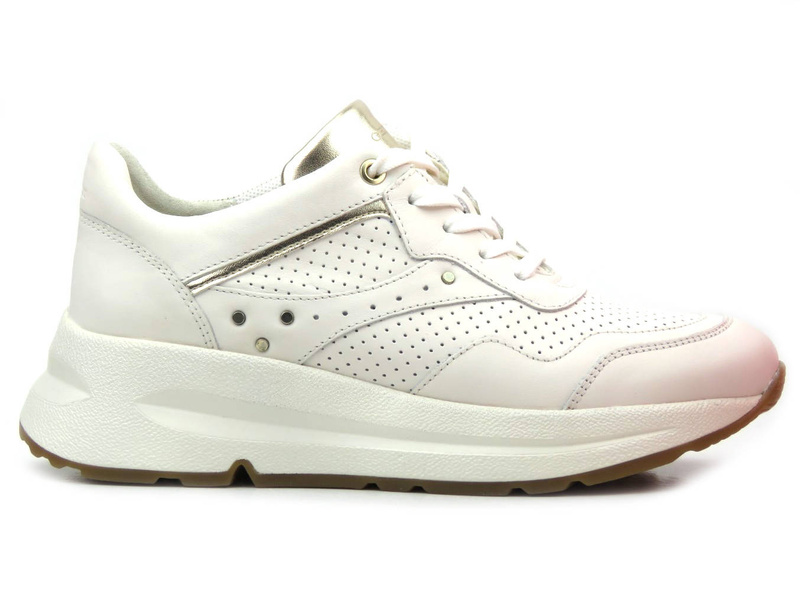 Sneakersy damskie ze skóry naturalnej - GEOX Respira D25FLA, białe