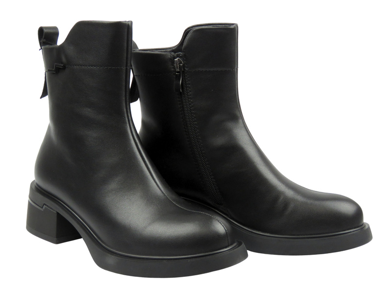 Ocieplane Botki Damskie - Cambell 25-10306 Czarne Na Zamek