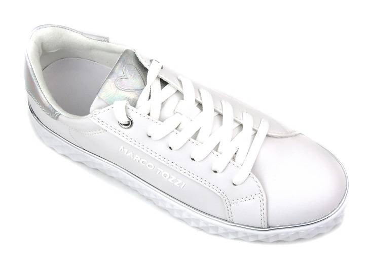 Sneakersy damskie ze skóry ekologicznej - MARCO TOZZI 23705, białe