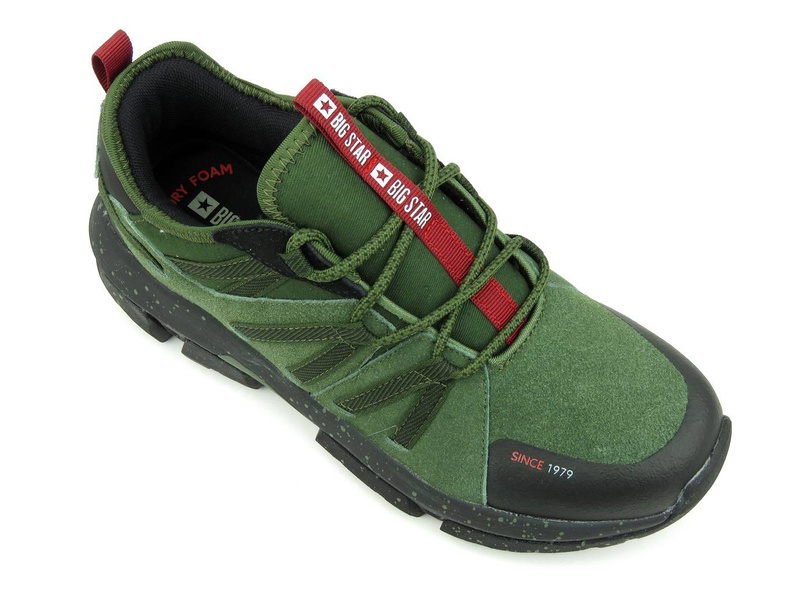 Trekkingi męskie na grubej podeszwie - BIG STAR II174235 z memory foam system, khaki