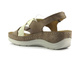 Skórzane sandały damskie na koturnie - HELIOS Komfort 100, beż 2