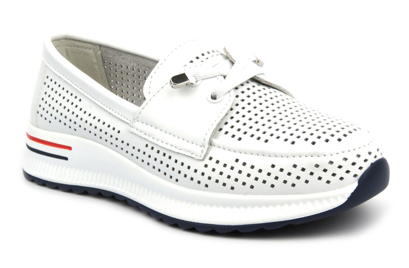 Ażurowe półbuty damskie - Artiker 52C1889, biały