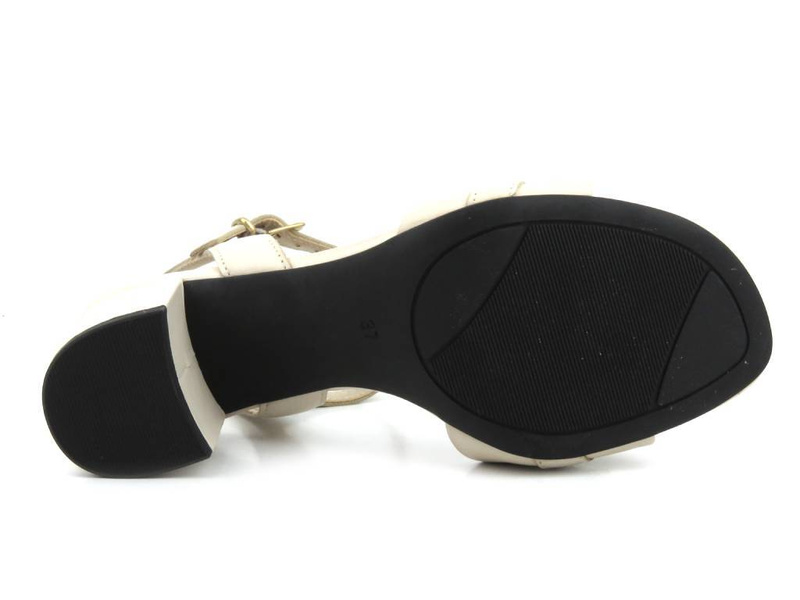 Sandały damskie na klocku - Marco Tozzi 28363, beżowe