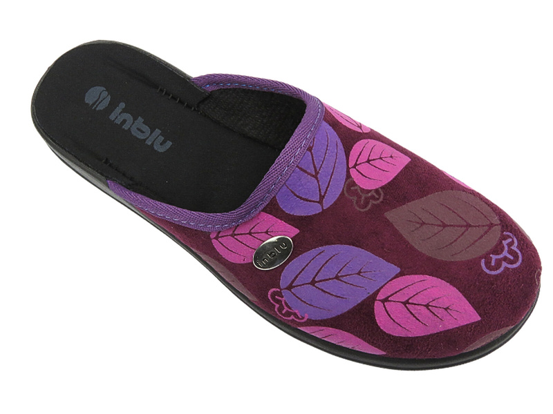 Kapcie Domowe Damskie - INBLU CU-5F Śliwkowy- Wsuwane