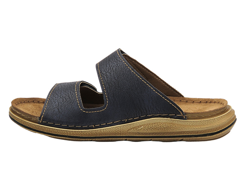 Wygodne klapki męskie z miękkiej skóry granatowe INBLU VE-07