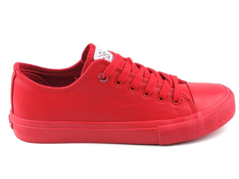 Trampki damskie z ekoskóry - Cross Jeans DD2R4032CFW20, czerwone