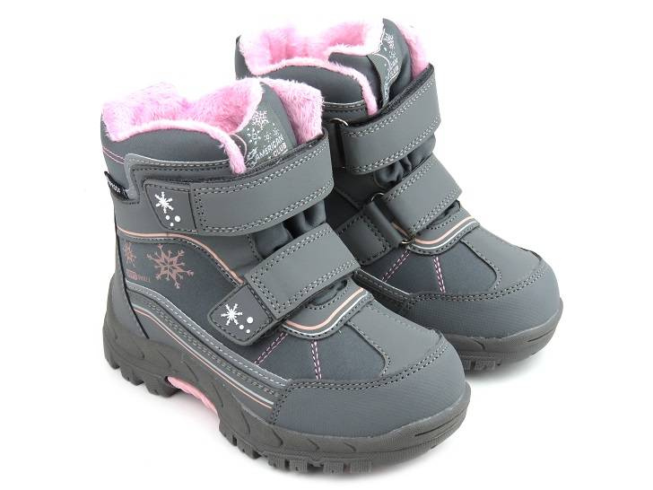 Śniegowce dziecięce na rzepy - AMERICAN CLUB Softshell HL 39/22, szare