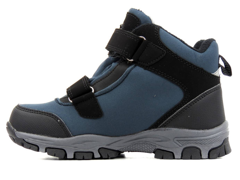 Zimowe trekkingi dziecięce na rzepy - AMERICAN CLUB Soft Shell WT69/21, granatowe