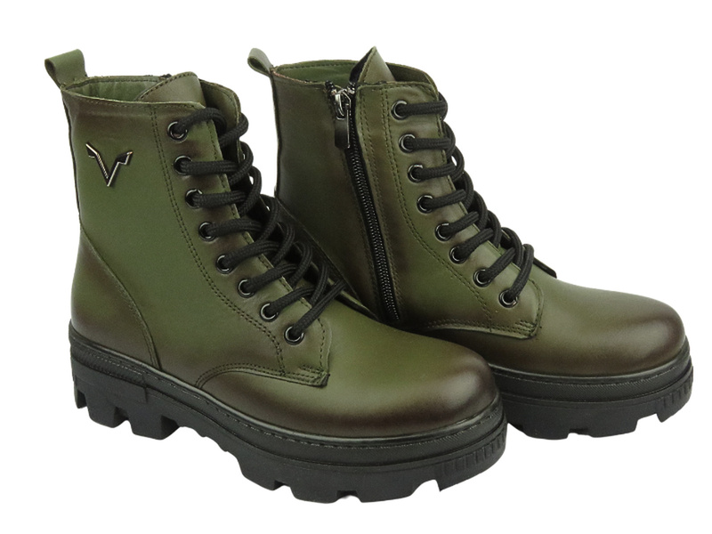 Trapery, trzewiki damskie - VACARRO 490, khaki
