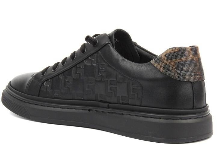 Skórzane sneakersy męskie - JOHN DOUBARE 68F125, czarne