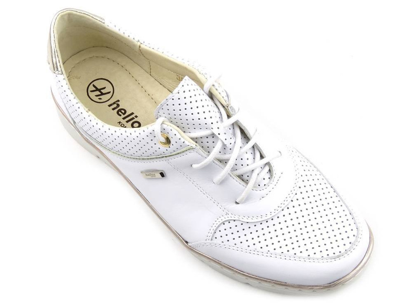 Miękkie, wygodne półbuty damskie ze skóry - HELIOS Komfort 386, białe
