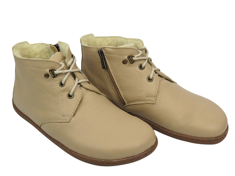 Barefoot botki minimalistyczne damskie jasnobeżowe Helios Komfort 501P