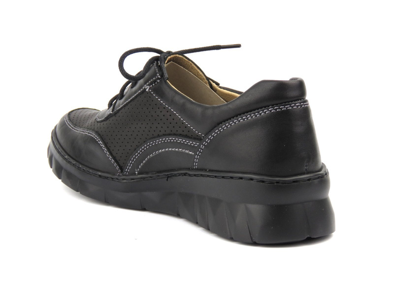 Skórzane buty damskie sportowe - Helios Komfort 360, czarne