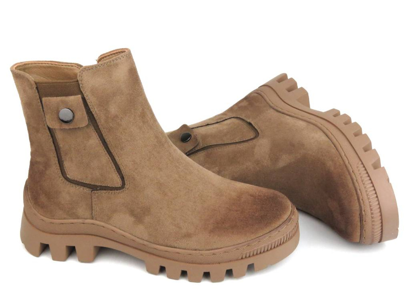 Botki, workery damskie - Potocki 23-12163, brązowe