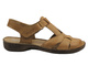 Skórzane sandały damskie z zabudowanym przodem jasnobrązowe Helios Komfort 152
