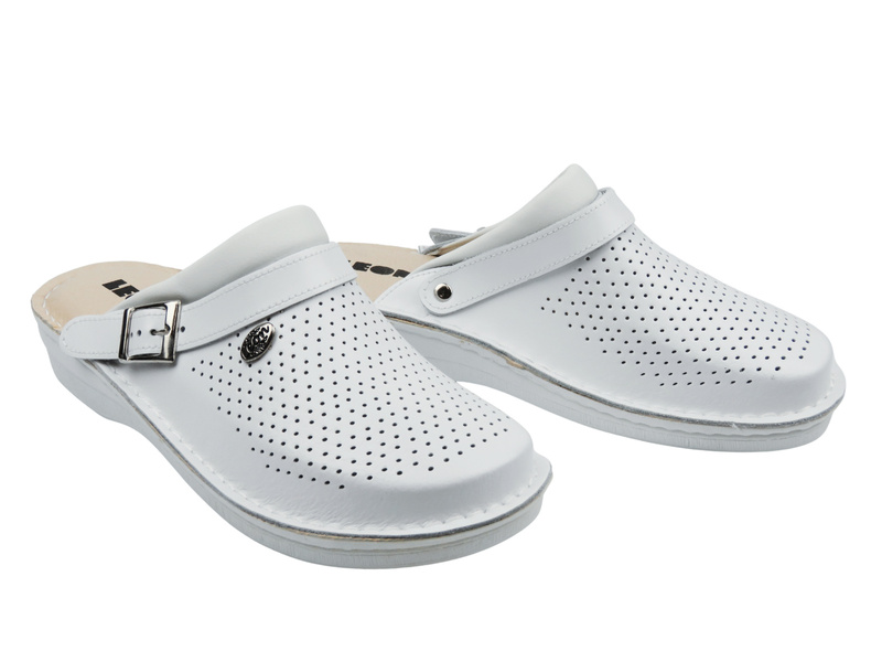 Skórzane Klapki Męskie Leon V202M białe
