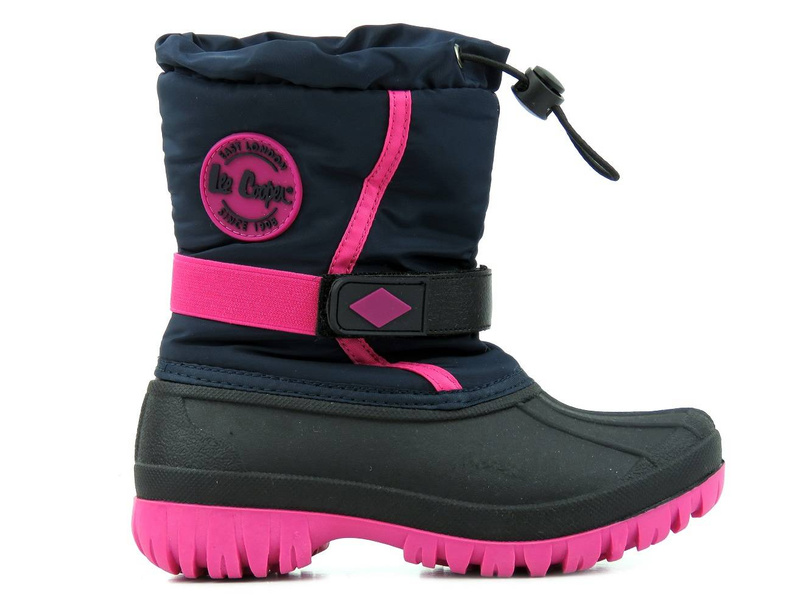 Śniegowce dziecięce ocieplane futerkiem - LEE COOPER LCJ-21-44-0522K, czarno-różowe