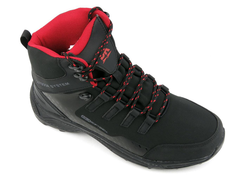 Buty męskie trekkingowe OUTDOOR DK Aqua Soft Shell 8123, czarno-czerwone
