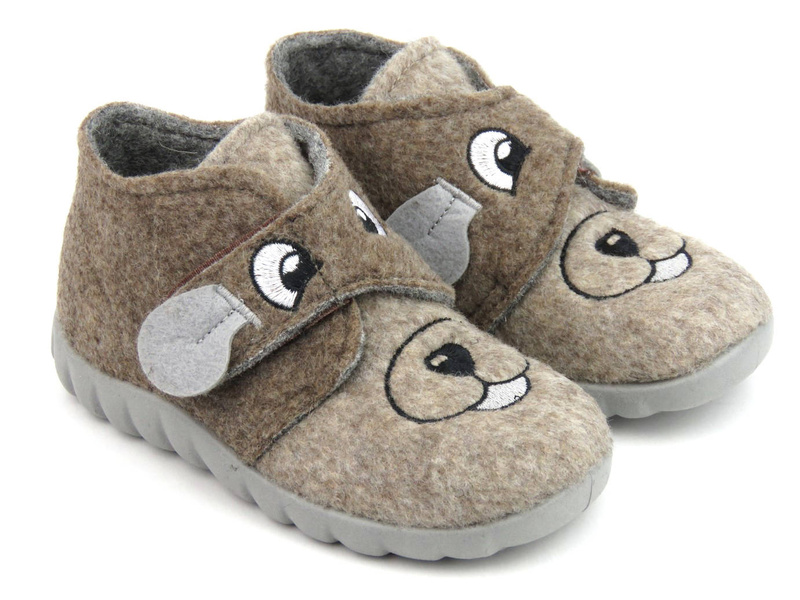 Ciepłe kapcie, buty dziecięce z pieskiem - BEFADO 526P119, brązowe