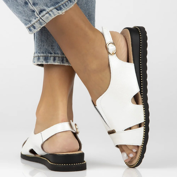 Skórzane sandały damskie białe Filippo DS4470/25