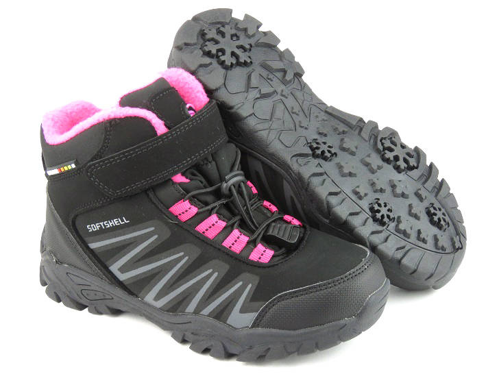 Buty trekkingowe dziecięce / młodzieżowe zimowe  AMERICAN CLUB WT107/22 WT112/22, czarne z fuksją