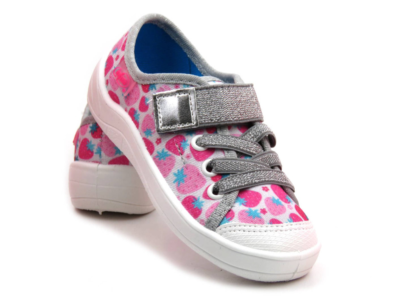 Buty dziecięce, trampki BEFADO 251X190, białe w truskawki