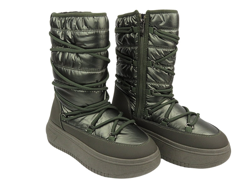 Śniegowce Damskie, Buty Zimowe Venezia C003MTKHOBB087 Zielone Na Suwak