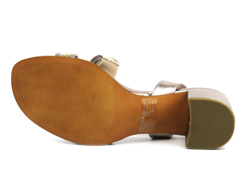 Sandały damskie na klocku - Marco Tozzi 2-28351-42, różowo-złote