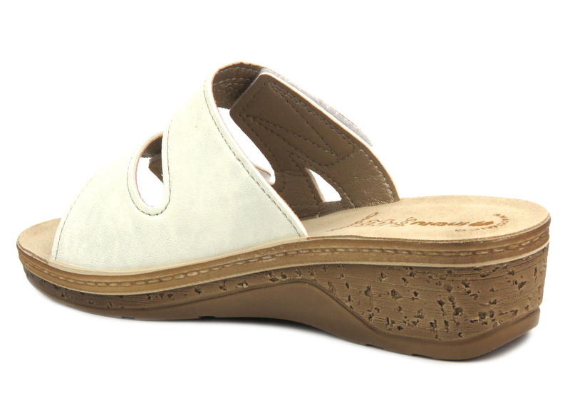 Klapki damskie na koturnie - INBLU PV-04, białe