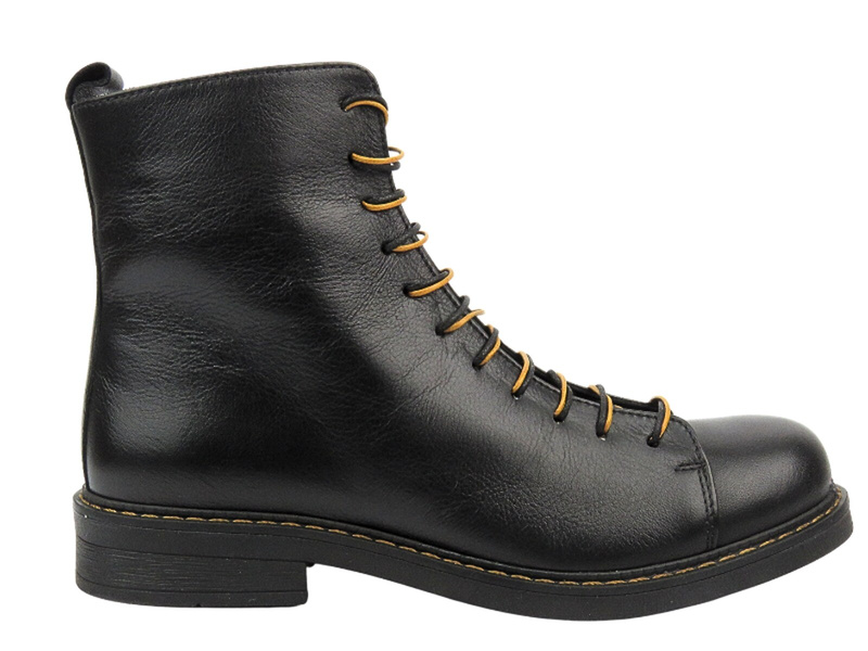 Skórzan botki, trapery damskie - Venezia M011LEBLOBB058, czarne